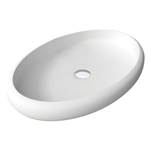 Basin Antonia Cast Stone Above Counter 600mm x 410mm x 110mm Oval White 0 Tap Holes [180581]
