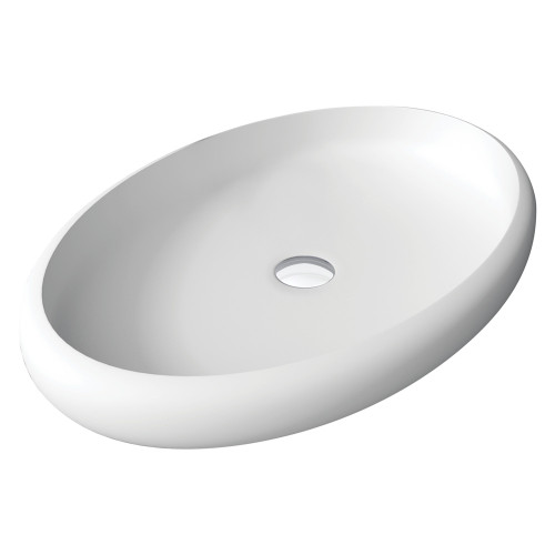 Basin Antonia Cast Stone Above Counter 600mm x 410mm x 110mm Oval White NTH [180581]