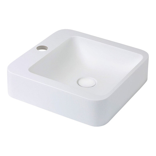 Rondo Cast Stone Above Counter Basin 400W 415D 105H 1 Tap Hole Matte White [180603]