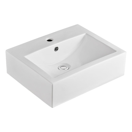 Willow Ceramic Above Counter Basin 510mm x 410mm x 150mm White 1 Tap Hole [180607]