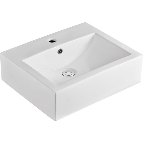 Willow Ceramic Above Counter Basin 510mm x 410mm x 150mm White 1 Tap Hole [180607]