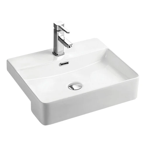 Petra Semi Recessed Basin with Overflow 500mm x 420mm x 120mm White 1 Tap Hole [180754]