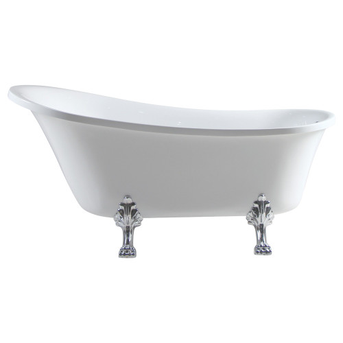 Clawfoot Freestanding Acrylic Bath with Chrome Feet, 1700mm Gloss White [169990]