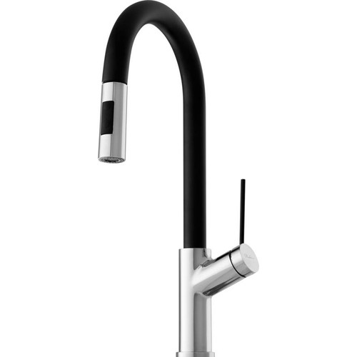 Vilo Sink Mixer with Pull-Out Spray w/Black Spout Chrome 4Star [150422]