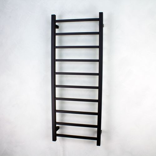 Radiant Australia Heated Square Ladder 430 x 1100mm Matt Black Left Hand Wired [154181]