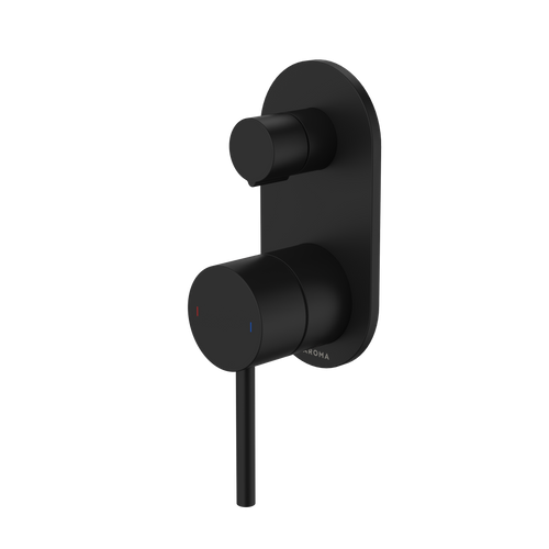 Liano II Bath / Shower Mixer With Diverter - Rounded Cover Plate - Matte Black - Sales Kit [196057]