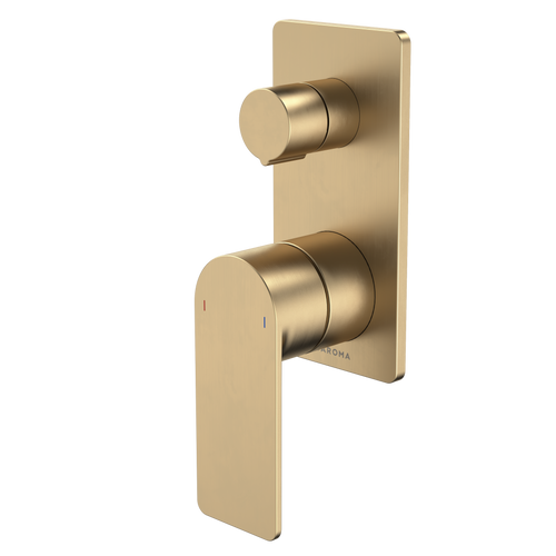 Urbane II Bath/Shower Mixer With Diverter - Rectangular Cover Plate - Brushed Brass - Sales Kit [196245]