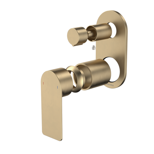 Urbane II Bath/Shower Mixer With Diverter Trim Kit - Round Cover Plate - Brushed Brass [196254]