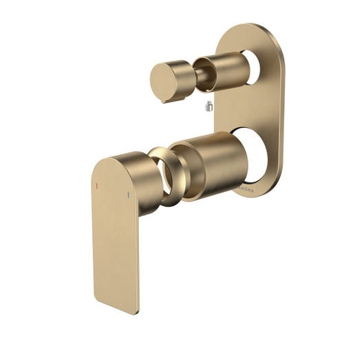 Urbane II Bath/Shower Mixer With Diverter Trim Kit - Round Cover Plate - Brushed Brass [196254]