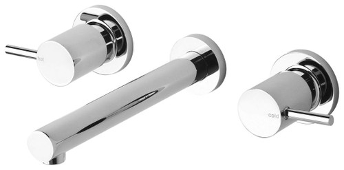 Vivid Pin Lever Wall Bath Set with 200mm Spout (15mm Extended Spindles) Chrome [199221]