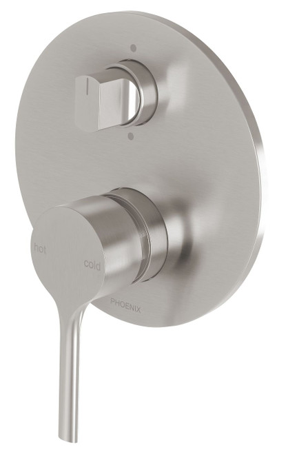 Vivid Slimline Oval Wall Bath & Shower Diverter Mixer Brushed Nickel [199234]