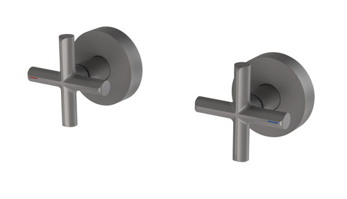 Vivid Slimline Plus Wall Taps (Top Assemblies) Ceramic Disc 3/4 Turn (15mm Extended Spindles) Gunmetal (Pair) [199246]