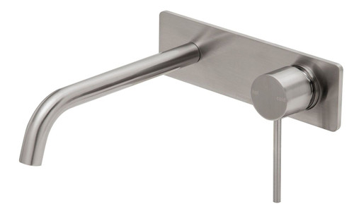 Vivid Slimline Wall Bath Mixer Set with 230mm Curved Spout Brushed Nickel [199256]