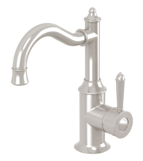 Nostalgia Hob Basin Mixer 160mm Shepherds Crook 4Star Brushed Nickel [199030]