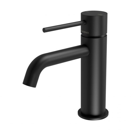 Vivid Slimline Hob Basin Mixer (Curved Spout) 6Star Matte Black [199086]