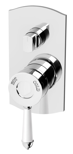 Nostalgia Bath & Shower Diverter Mixer (White Handle) Chrome [199187]