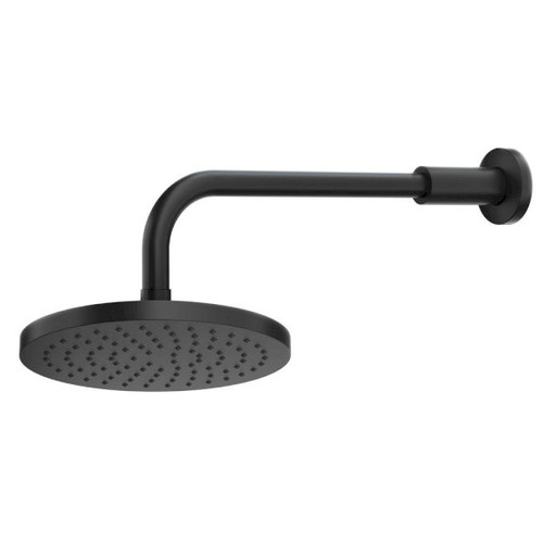 Krome Overhead Shower 200mm Round on a Straight Arm 3Star Matte Black [169923]