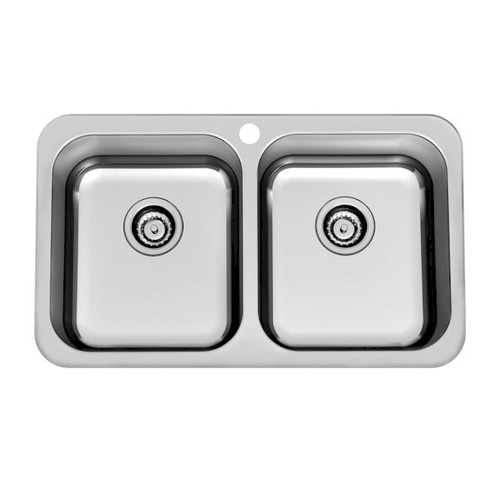 Polar Double Bowl Overmount Stainless Steel 1 Tap Hole [142813]