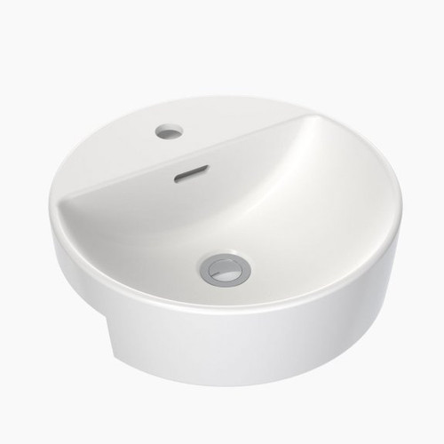 Round Semi Recessed Basin with Overflow 400mm White 1 Tap Hole [157688]