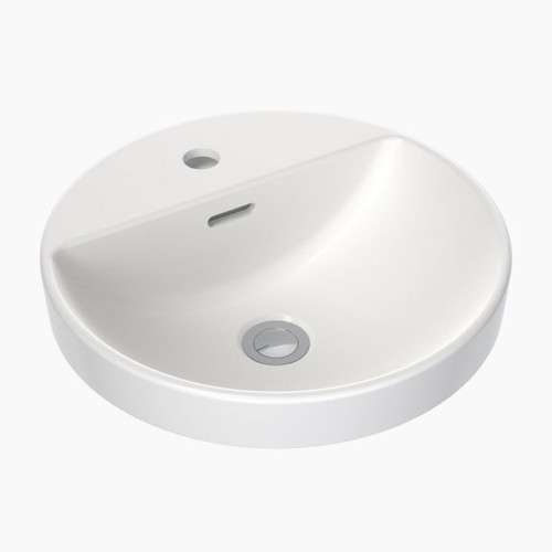 Round Inset Basin with Tap Landing 400mm with Overflow white 1 Tap Hole [159743]