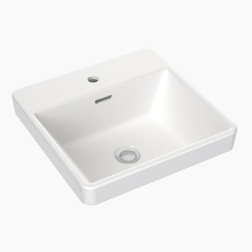 Square Inset Basin with Tap Landing 400mm with Overflow 1 Tap Hole [159744]