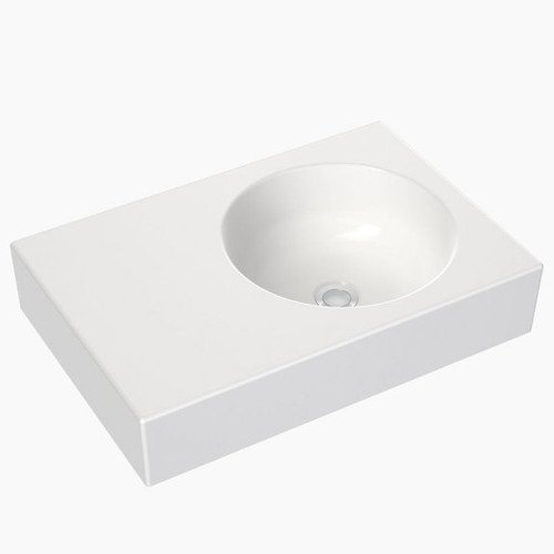 Round Wall Basin Left Hand Shelf 600mm 0 Tap Holes [165340]