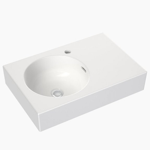 Round Wall Basin Right Hand Shelf 600mm White 1TH [165343]