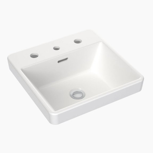 Square Inset Basin with Tap Landing 400mm with Overflow White 3 Tap Holes [165332]