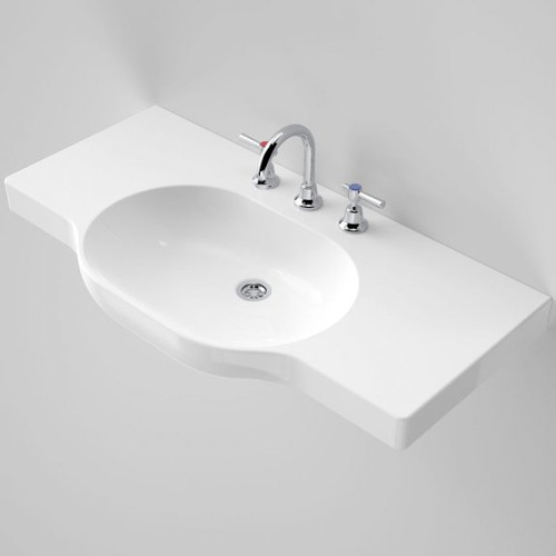 Opal 900 Twin Wall Basin with Plug and Waste White 3 Tap Holes [192210]