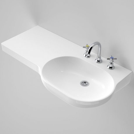 Opal 920 Left Hand Wall Basin with Plug and Waste White 3 Tap Holes [192211]