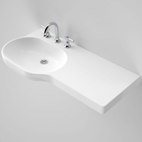 Opal 920 Right Hand Wall Basin with Plug and Waste White 3 Tap Holes [192213]