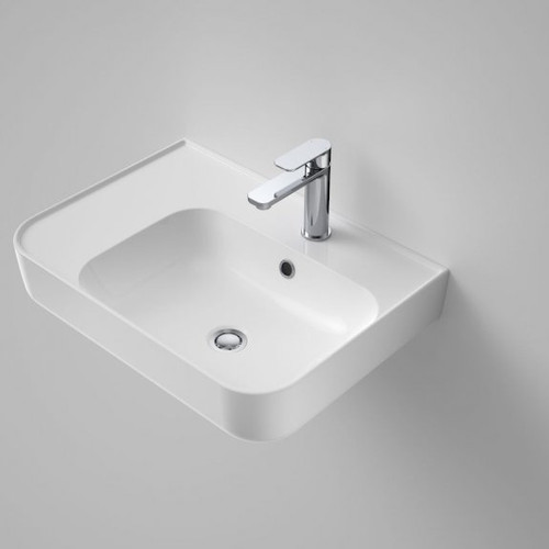 Tribute Sculpt Rectangle 600 Left Hand Shelf Wall Basin White Plug and Waste 1 Tap Hole [192233]