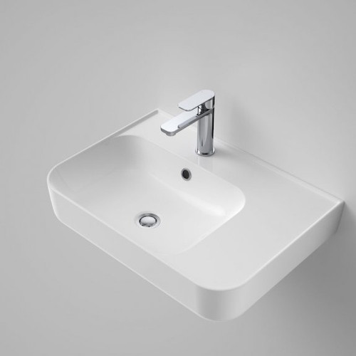 Tribute Sculpt Rectangle 600 Right Hand Shelf Wall Basin White Plug & Waste 1TH [192234]