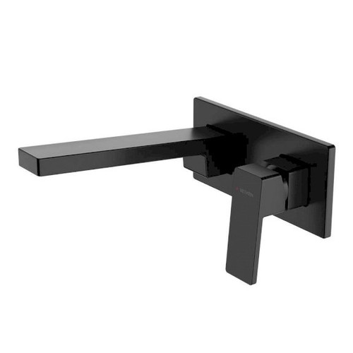 Blaze Wall Basin Mixer with Plate & 200mm Spout 5Star Matte Black [165560]