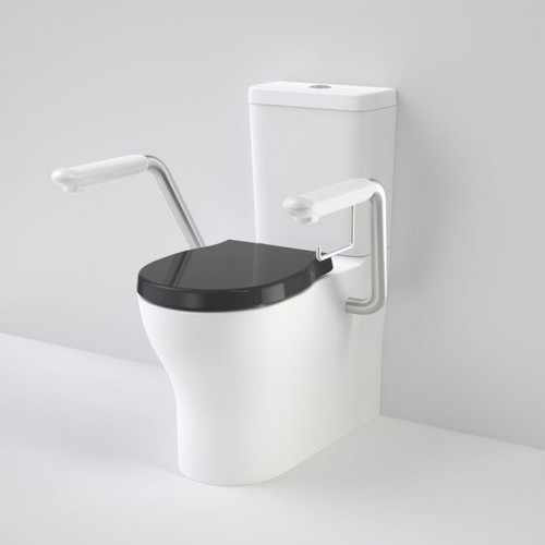 Opal Cleanflush Easy Height Wall Faced Close Coupled Suite with Double Flap Seat Black and Armrest [192081]