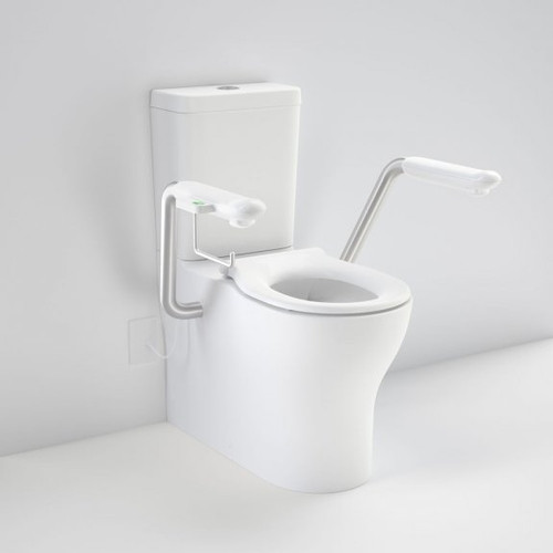 Opal Cleanflush Easy Height Wall Faced Close Coupled Suite with Single Flap Seat Black and Nurse Call Armrest Right [192093]