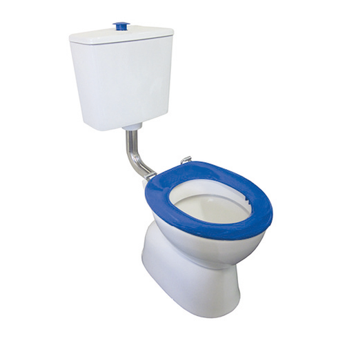 Plaza Assist Deluxe suite, Shrouded S pan with VC cistern, Single flap urea seat (Blue), Flush pipe, 4 Star [135848]