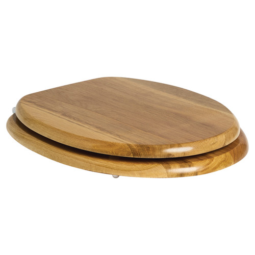 Toilet Seat Timber Oak Chrome Hinge [198258]