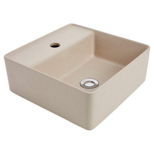 Venezia Square Counter Top Basin 350 x 350 1 Tap Hole Sand with Chrome Pop-Up [198372]