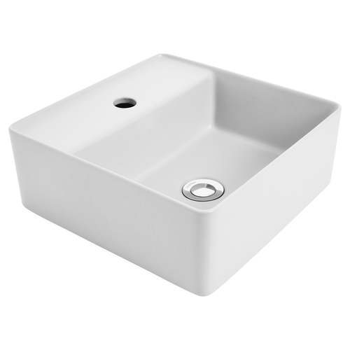 Venezia Square Counter Top Basin 350X350 1 Tap Hole White w/Chrome Pop-Down [198832]