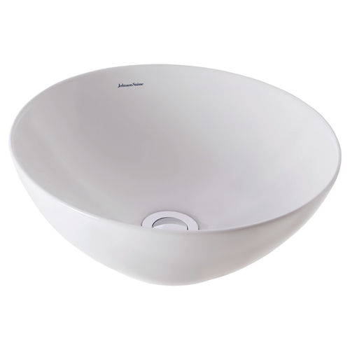 Venezia Bowl Counter Top Basin 350mm x 350mm White with Pop-Down Plug & Waste Chrome 0 Tap Holes [198834]