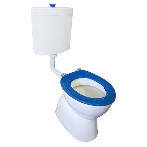 Johnson Suisse Select Assist S Trap Plastic Cistern Link Toilet Suite with Blue Soft-Close Seat & Raised Chrome Button [198664]