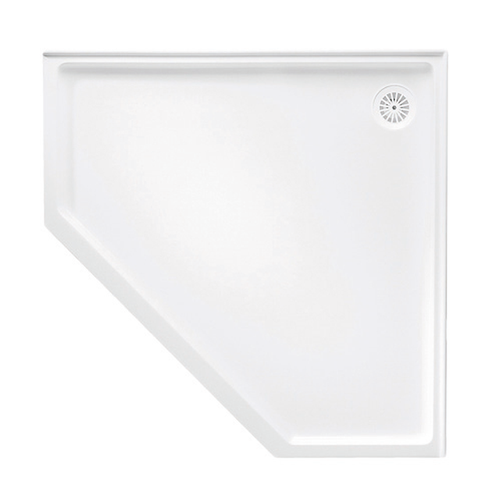 Flinders Polymarble Shower Base Neo Corner 914mm x 914mm Rear Outlet White [053695]