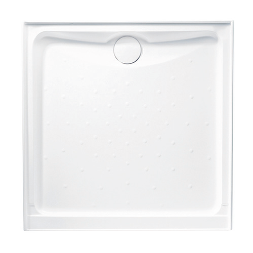 Base Shower Evo Polymarble White 900mm x 900mm Rear Outlet 3-Sided Anti-Slip [053843]