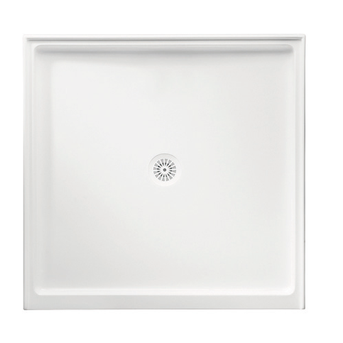 Flinders Polymarble Base Shower 900mm x 900mm Centre Outlet Double Entry White [053640]