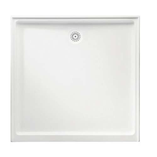 Flinders Polymarble Shower Base 900mm x 900mm Rear Outlet Right Hand-Return White [133861]