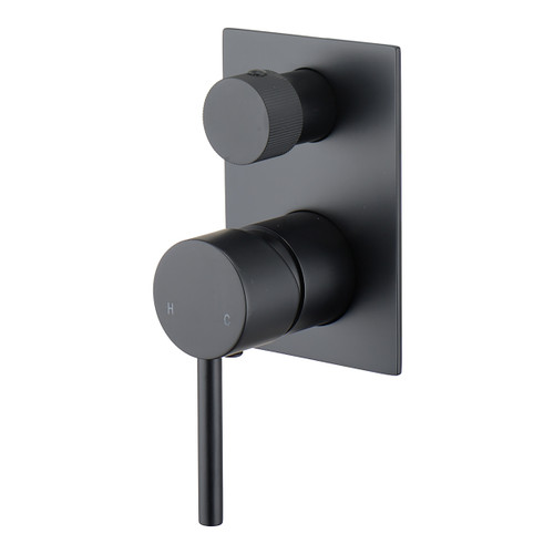 Projix MK2 Wall Mixer w/Diverter Square Plate Pin Lever Black [190397]