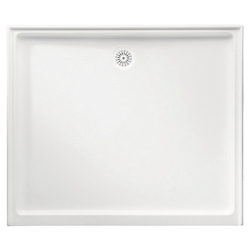 Flinders Polymarble Shower Base 760mm x 820mm Rear Outlet 3-Sided White [053543]