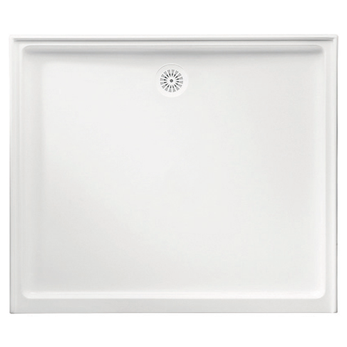 Flinders Polymarble Shower Base 1220mm x 820mm Rear Outlet 3-Sided White [053637]