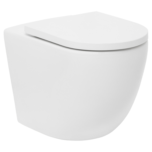 Gemelli Back-To-Wall Faced Rimless Pan Includes Soft Close Urea Seat & Standard Connector White 4Star [201228]